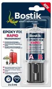 Adeziv epoxidic Bostik - Epoxy Fix Rapid, 2 x 3 ml, transparent