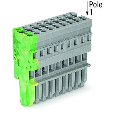 1-conductor female plug; 4 mm²; 10-pole; 4,00 mm²; green-yellow, gray