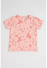 Tricou de bumbac cu model cu animale - Roz deschis