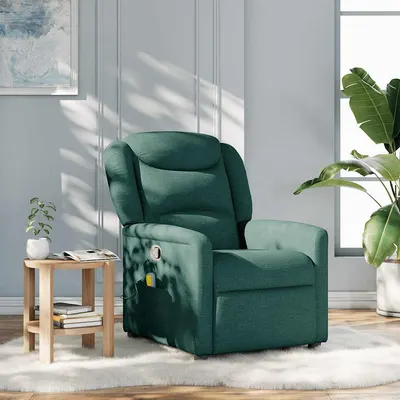 Gossi fotoliu de masaj rabatabil, verde inchis, material textil