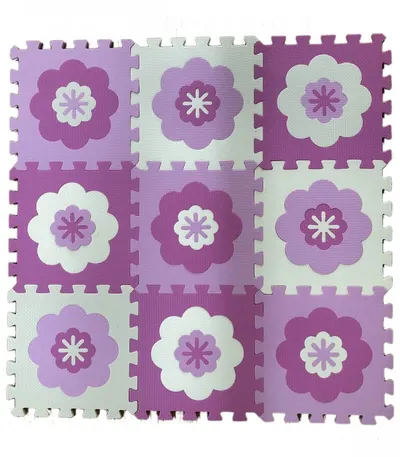 Covoras puzzle din spuma cu flori 9 piese