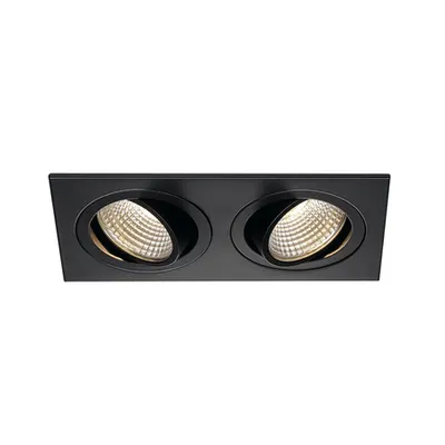Spot incastrat, NEW TRIA 155 Ceiling lights, black double-headed LED, 3000K, rectangular, matt black, 38°, 15W, incl. driver, clip springs