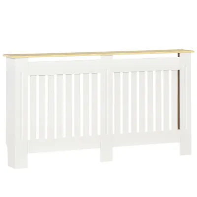 Mobilier Calorifer din PAL cu aspect de Lemn si MDF, Panouri sub forma de Lamele si Raft Superior, 152x19x83cm, Alb HOMCOM | Aosom RO