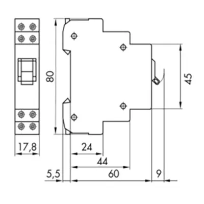 Comutator modular 0-1, 1NO, 16A