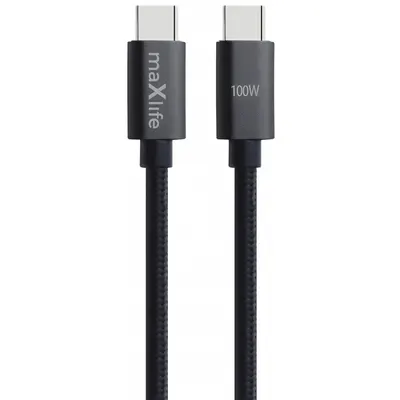 Cablu Date si Incarcare USB-C - USB-C MaXlife MXUC-12, 100W, 1m, Negru