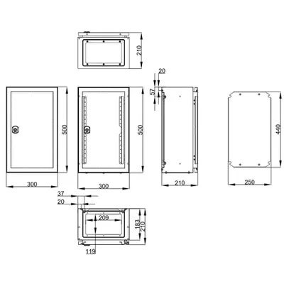Cofret metal o usa IP65 500x300x210 mm