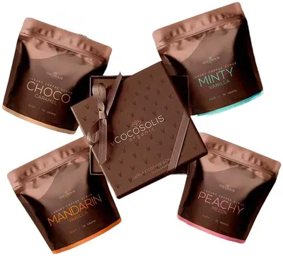 Cocosolis Cutie de lux cu 4 exfoliante organice naturale, 4 x 70 g