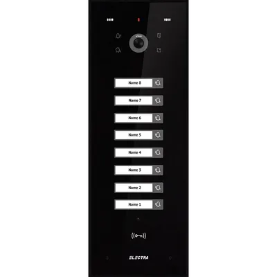 Videointerfon de exterior Electra VPU.08F03.ELBTL, 8 familii, 800 LTV, RFID, incastrat, negru