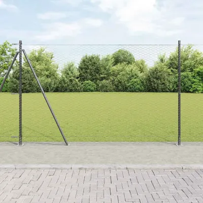 vidaXL Gard hexagonal cu bază din beton 10 x 1,5 m Gri Plasă