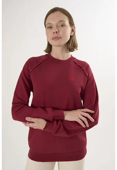 Bluza lejera de trening din bumbac cu maneci raglan - Rosu