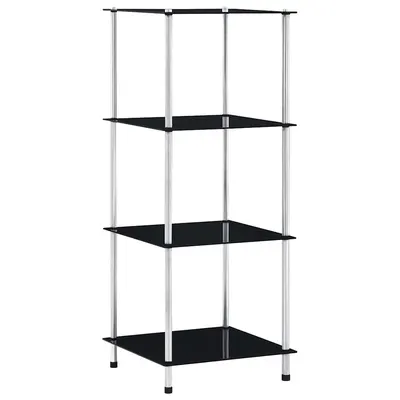 vidaXL Raft cu 4 niveluri, negru, 40 x 40 x 100 cm, sticlă securizată
