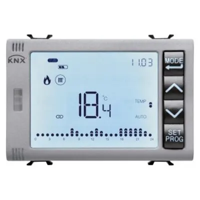 Timed Thermostat/programmer With Humidity Management - Knx - 3 Module - Titanium - Cproiector Horus