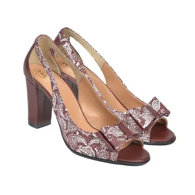 Pantofi Romance 48, grena/alb baroc, Raxela | marimea 35
