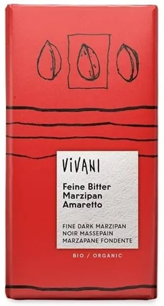 Ciocolată naturală organică cu marțipan și amaretto, 100 g, Vivani