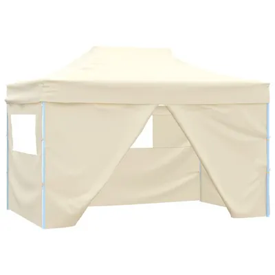 Gossi cort pliabil pop-up cu 4 pereti laterali, alb crem, 3x4,5 m