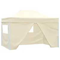 Gossi cort pliabil pop-up cu 4 pereti laterali, alb crem, 3x4,5 m