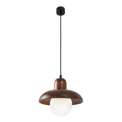Lustră maro cu abajur din lemn ø 25 cm Elsa – Opviq lights