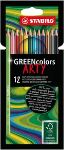 Creioane colorate Stabilo Arty - GREENcolors, 12 culori