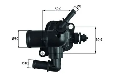 Termostat lichid racire (88 C, in carcasa) potrivit ALFA ROMEO MITO; CITROEN NEMO, NEMO MINIVAN; FIAT 500, 500 C, 500L, 500X, DOBLO, DOBLO CARGO, FIORINO, FIORINO MINIVAN, PANDA 0.9-1.6D 11.07