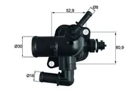 Termostat lichid racire (88 C, in carcasa) potrivit ALFA ROMEO MITO; CITROEN NEMO, NEMO MINIVAN; FIAT 500, 500 C, 500L, 500X, DOBLO, DOBLO CARGO, FIORINO, FIORINO MINIVAN, PANDA 0.9-1.6D 11.07-
