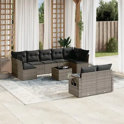 Gossi set mobilier de gradina cu perne, 10 piese, gri, poliratan