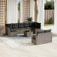 Gossi set mobilier de gradina cu perne, 10 piese, gri, poliratan