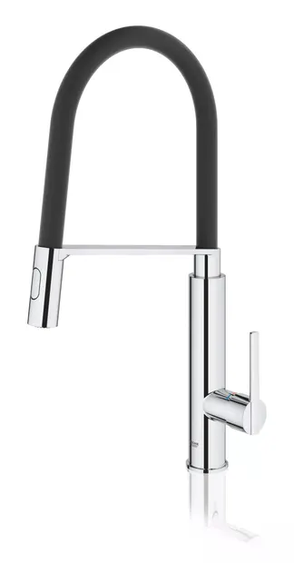Baterie de bucatarie Grohe Feel 31489000, 3/8 inch, tip C, pipa extra-inalta, dus extractabil, 2 functii, Crom