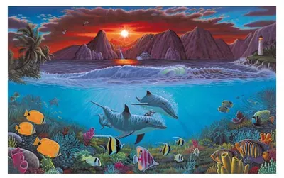 Set de pictură cu vopsele acrilice Royal - Viață în ocean, 39 x 30 cm
