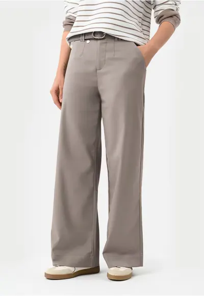 Pantaloni din material cu picior lat - Comfort Fit - R-Hus - bej