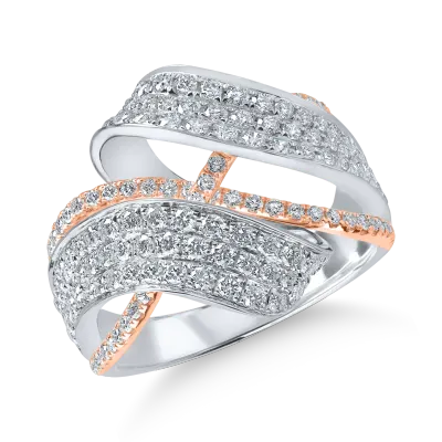 Inel din aur alb-roz cu diamante microsetting de 2.24ct