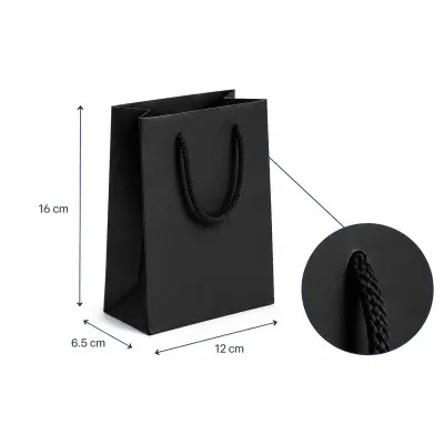 Pungi cadou dreptunghiulare uni - negru (set 12 buc) - Foarte Mică - 12x16x6,5cm