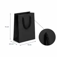 Pungi cadou dreptunghiulare uni - negru (set 12 buc) - Foarte Mică - 12x16x6,5cm
