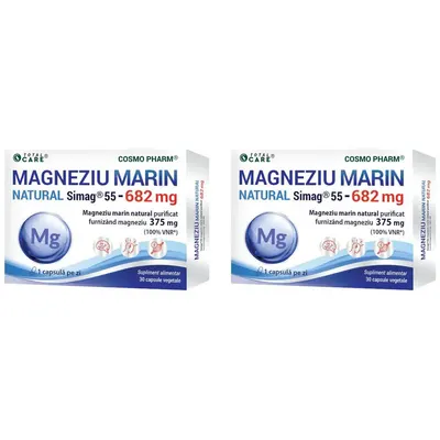Pachet Magneziu Marin Natural Simag®55 682mg 30cps + 30cps