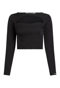 Bluza crop cu decupaj - Negru