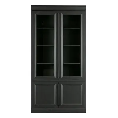 Vitrină neagră din lemn de pin 110x215x44 cm Organize – WOOOD