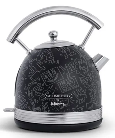 Fierbător electric Schneider - Keith Haring, 2200 W, 1.7 l, negru