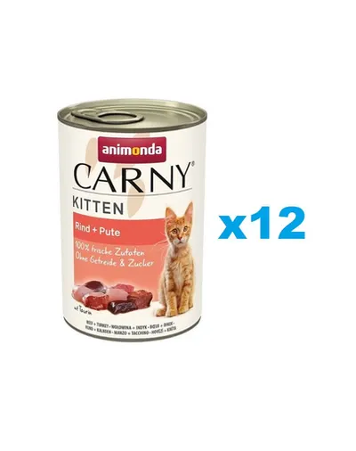 ANIMONDA Carny Kitten Beef&amp;Turkey conserve 12x400 g hrana pentru pisoi, cu vita si curcan