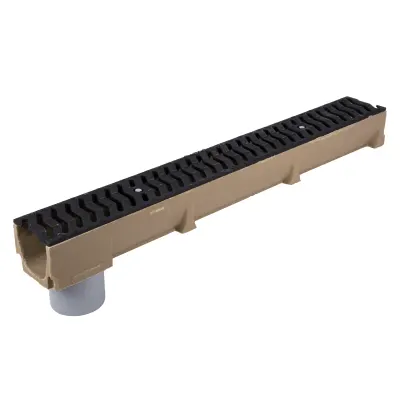 Canal drenaj cu conector vertical 110 mm, gratar din fonta, beton polimeric, B125
