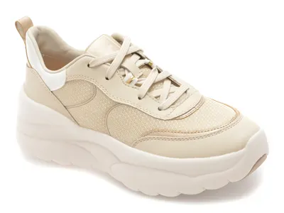 Pantofi sport GEOX bej, D651FB, din material textil si piele naturala