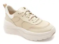 Pantofi sport GEOX bej, D651FB, din material textil si piele naturala