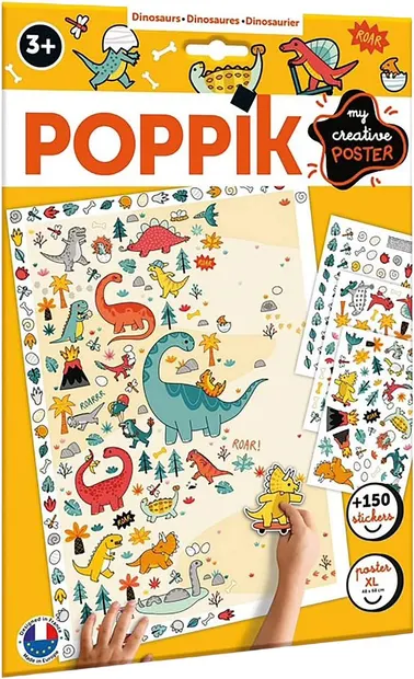 Poster creativ Poppik - Dinozauri, 150 stickere