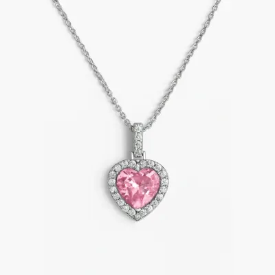 Colier Big Heart Pink Cu Argint