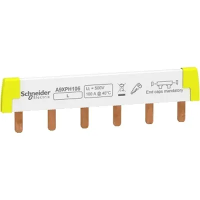 Acti9, Bare Colectoare Tip Pieptene, 1L, Inclinare 18mm, 6 Module, 100A