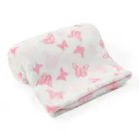 Paturica din fleece pentru bebelusi fluturasi roz