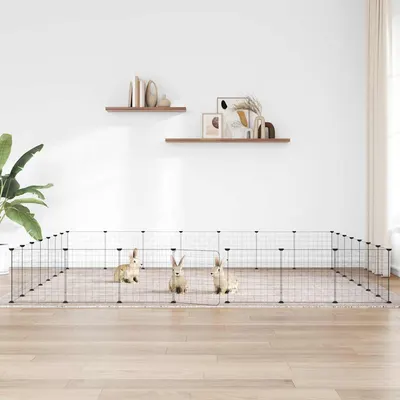 vidaXL Cușcă animale de companie cu ușă 28 panouri negru 245x245x35 cm oțel