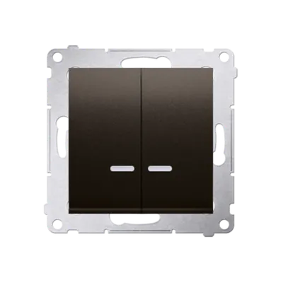 Comutator cu led pentru versiunea IP44 (modul) 16A, 250V~, borne cu surub; maron mat metalic *Echipat cu garnitura de etansare s