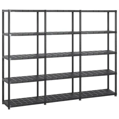 Gossi raft de depozitare cu 5 polite, negru, 213x38x170 cm, plastic