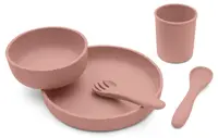 Set de masă KikkaBoo - Platinum Silicone, 5 piese, Blush
