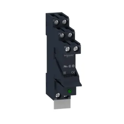 Releu de conectare pre-asamblat cu soclu, Harmony Electromechanical Relays, 8A, 2CO, cu LED, fara buton de testare blocabil, cu surub, 24V CC