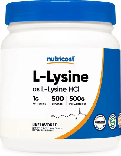L-Lizină, 500 g, Nutricost